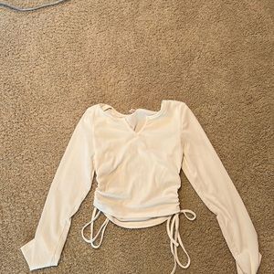 white v-neck long sleeve